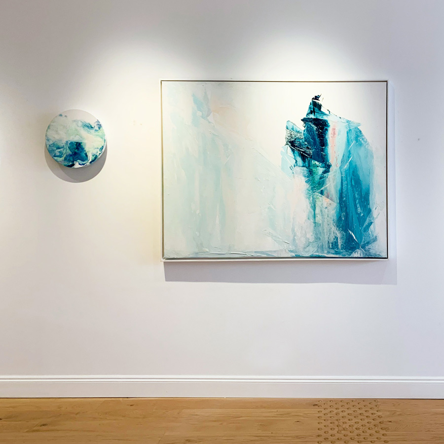 galerie goutal exposition tableau vert bleu rond et rectangle grand format mer nuage abstrait contemporaine peinture